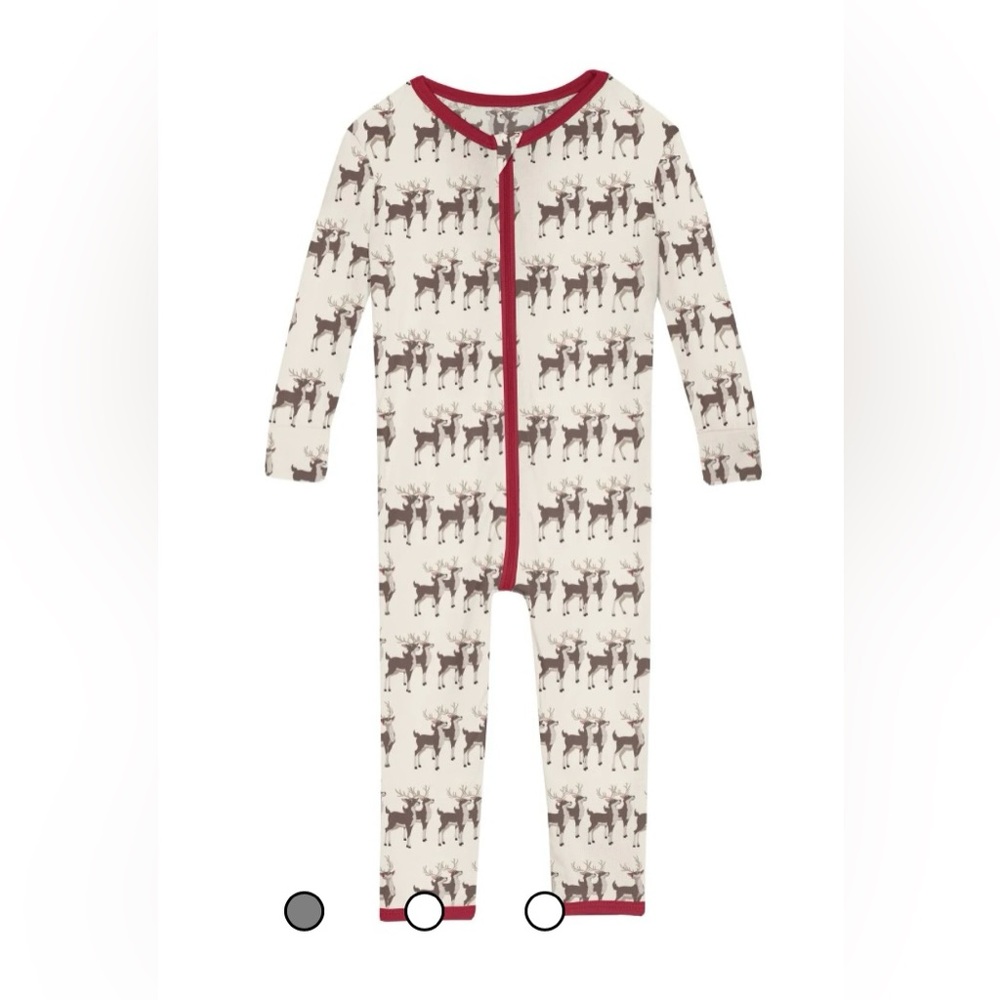 Kickee Pants Cream and Brown Deer Print Footie